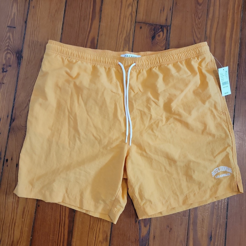 Pacsun Mens XL Swim Trunks Lined Collegiate Orange Summer Beach Drawstrings